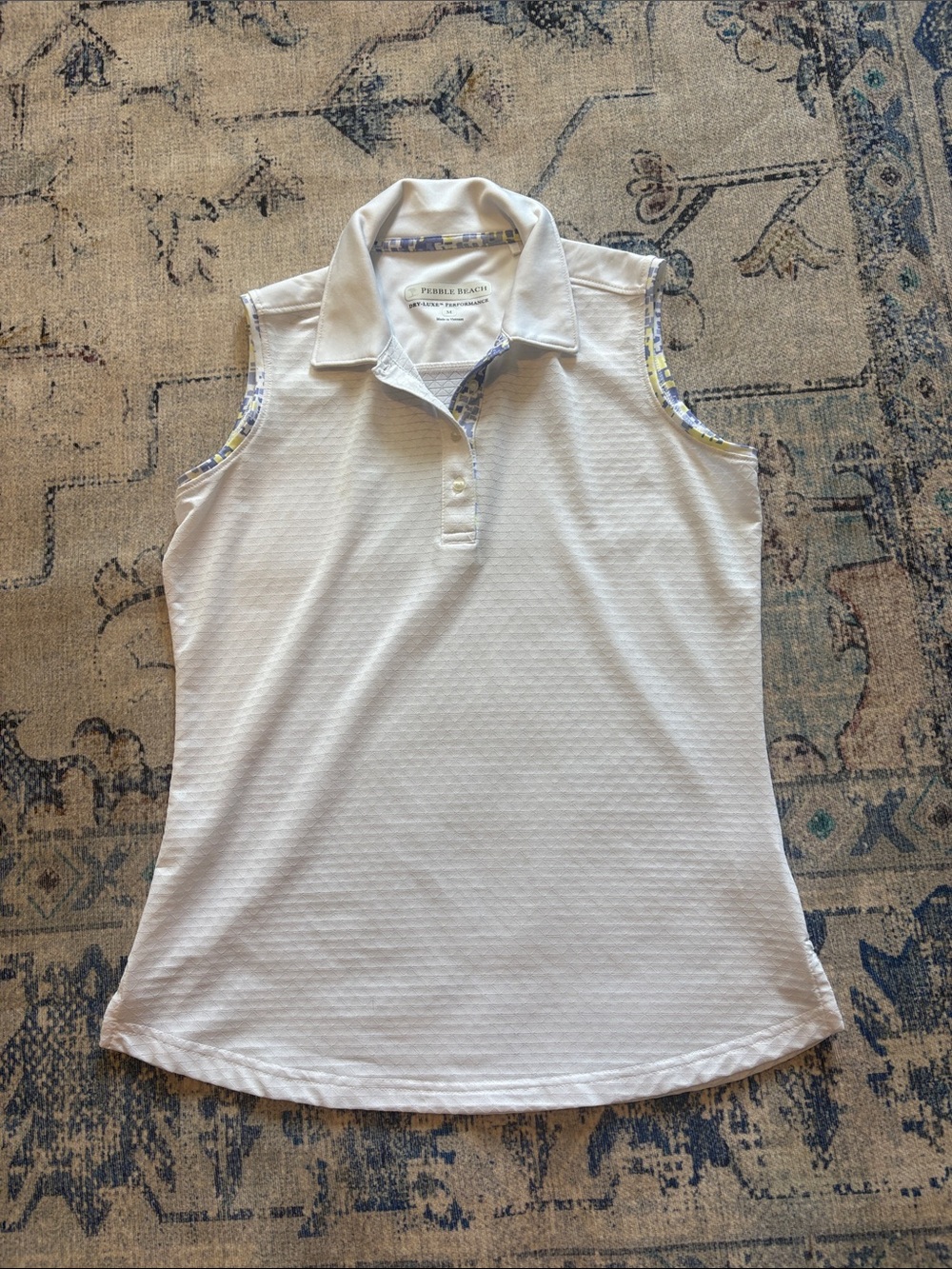 Pebble Beach White Sleeveless Polo